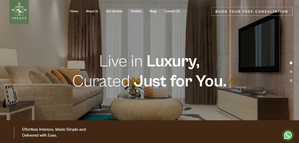 Ineazy Interiors Website Snapshot